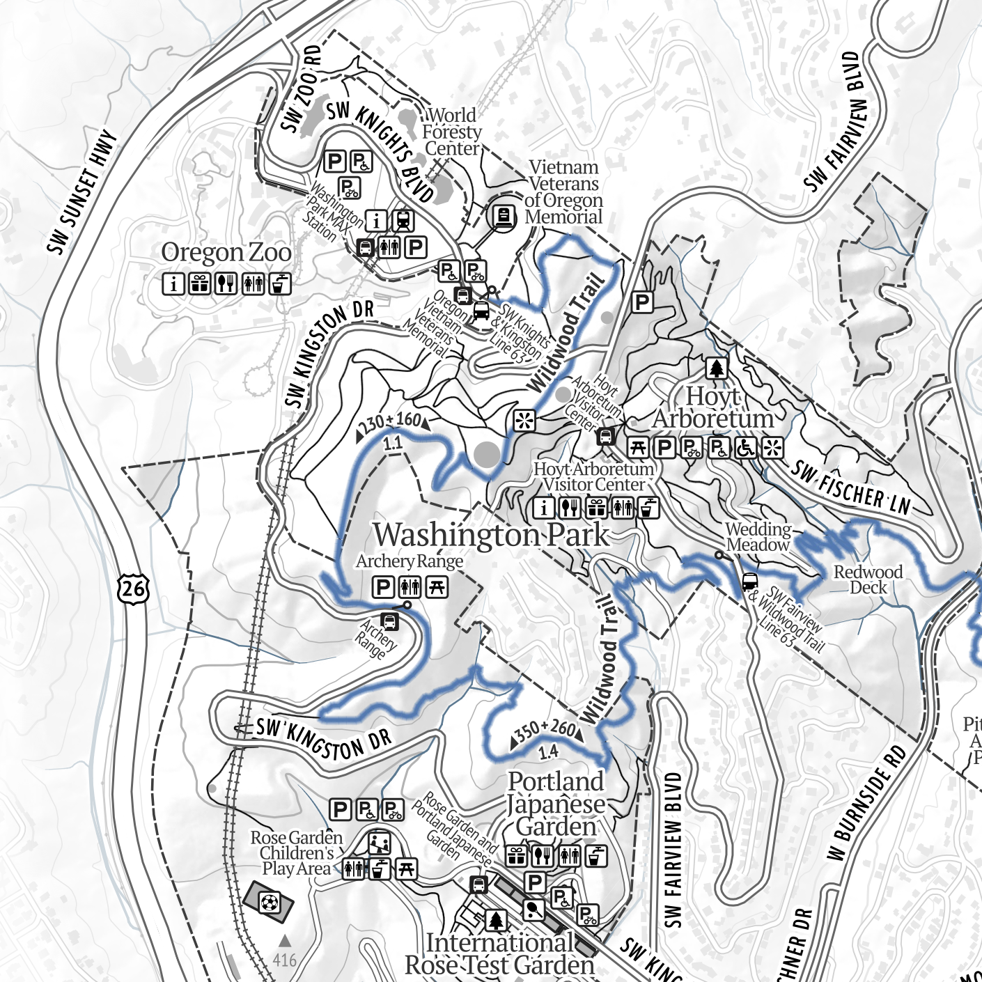 Forest Park Trail Map (Wall Print)