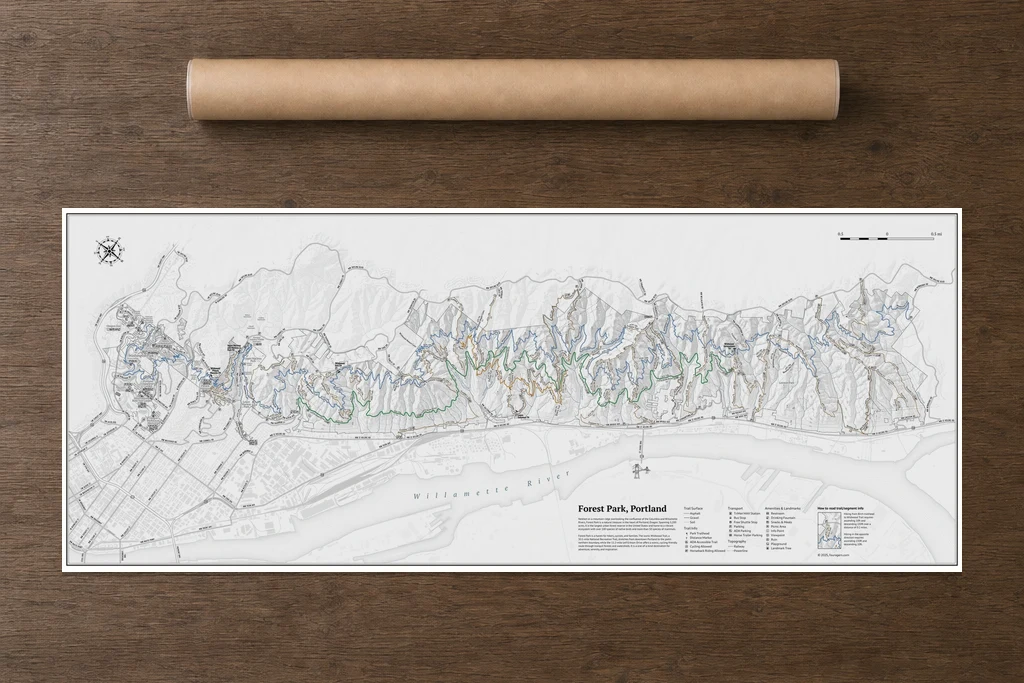The Forest Park wall map displayed as a fine-art print.